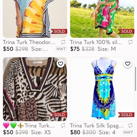 Trina Turk Theodora Silk Tunic Dress Boho Resort Psychedelic Print XS S - Picture 7 of 8